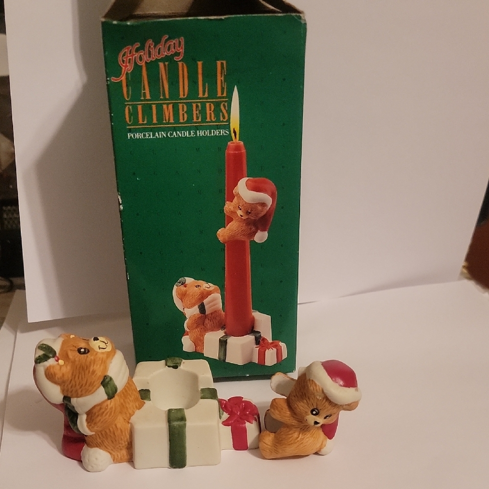 Charming Holiday Bear Candle Climbers